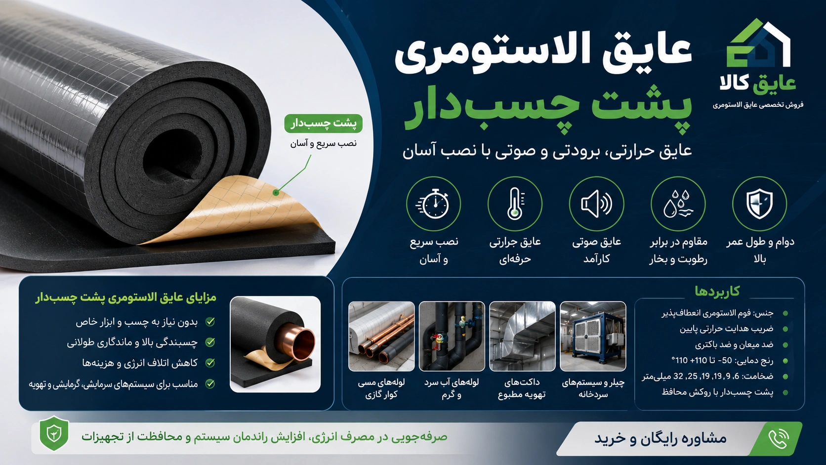 عایق الاستومری پشت چسب‌دار چیست؟ مزایا، کاربردها و روش نصب